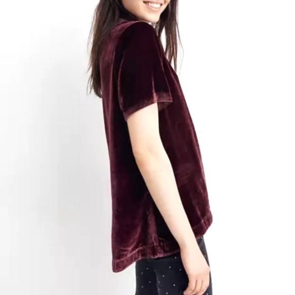 New Madewell choker top burgundy crushed velvet women's size small - Picture 2 of 14